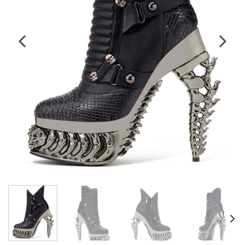 Sculptural Black and Silver Platform Heels
